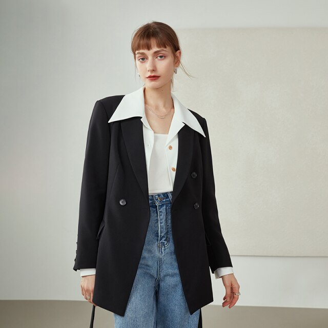 Women Blazers Senior Sense Suit Jacket Women Niche Korean Style Casual Suits Women Solid Color Irregular Blazer