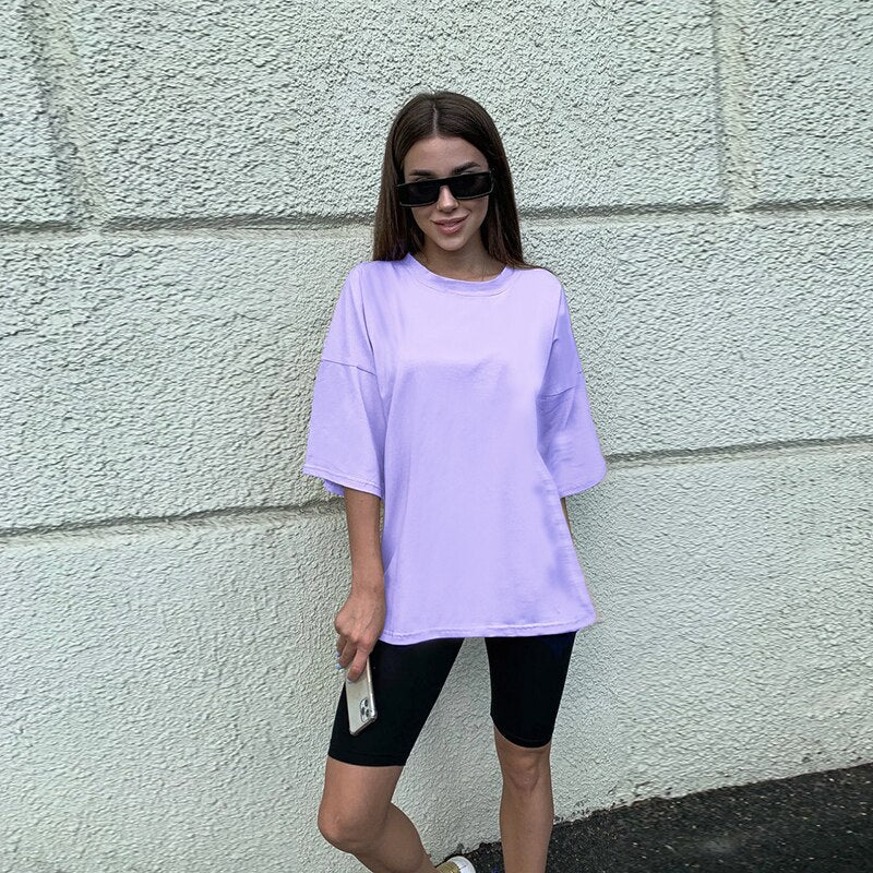 Women Summer T shirt Women England Style Simple Solid O-Neck Cotton Match Basic Harajuku Tshirt Camisetas Verano Mujer