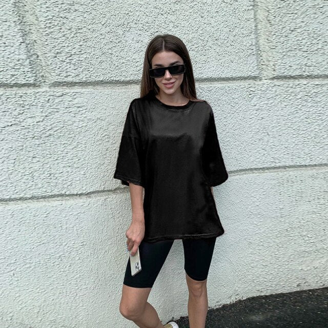 Women Summer T shirt Women England Style Simple Solid O-Neck Cotton Match Basic Harajuku Tshirt Camisetas Verano Mujer