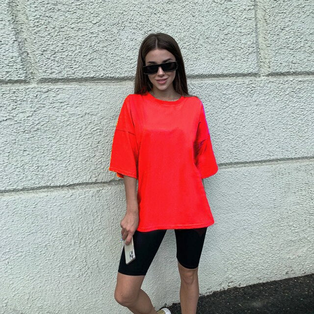 Women Summer T shirt Women England Style Simple Solid O-Neck Cotton Match Basic Harajuku Tshirt Camisetas Verano Mujer