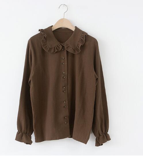 xakxx Basic Shirts Blouses Hot Sales Women Fashion Design Korean Preppy Style Flare Sleeve Peter Pan Collar White Button Shirt