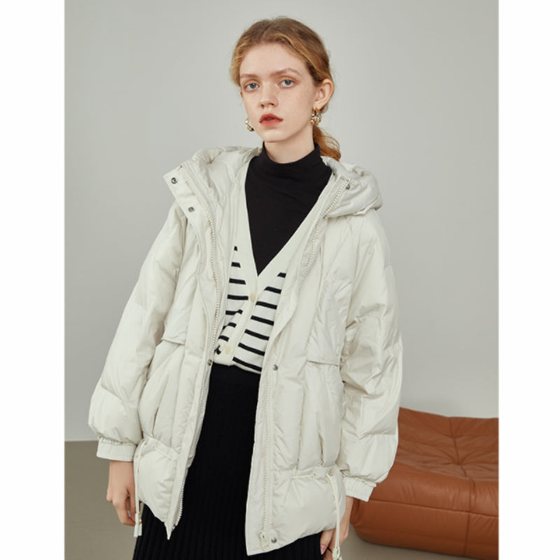Office Lady White Duck Down Hooded Short Down Jacket Women's New Winter Fashion Foreign Style Bread Jacket