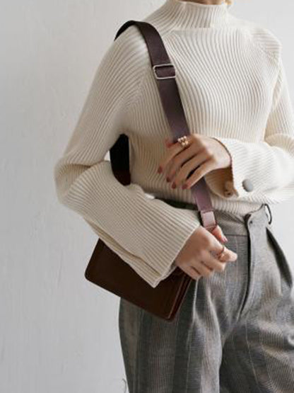 xakxx Simple Loose Solid Color High-Neck Sweater