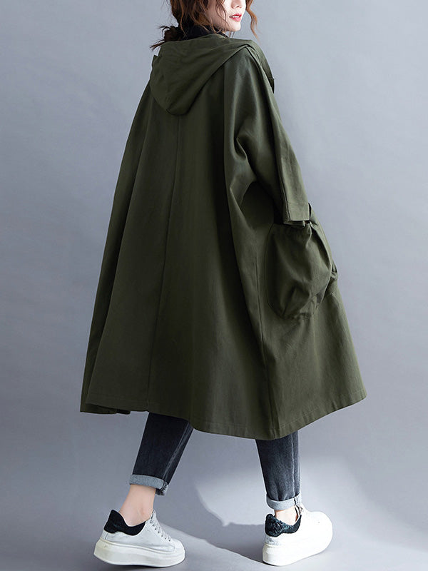xakxx Loose Hooded Trench Long Coat