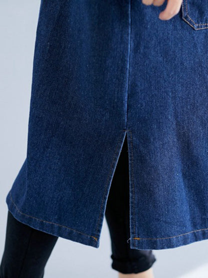 xakxx Original Lapel Long Sleeve Denim Outerwear&Trench