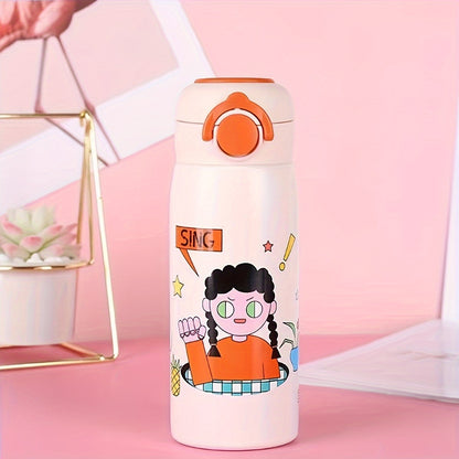 1pc Cartoon Insulated Water Bottle - 400ml 304 Stainless Steel Travel Thermal Cup for Hot and Cold Beverages, Summer Winter Drinkware, Perfect Gift for Outdoor Enthusiasts and Coffee Lovers