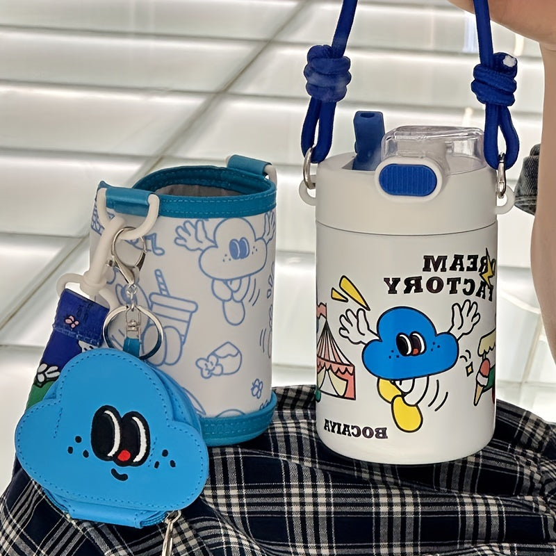 1pc Cartoon Pattern Vacuum Flask - Durable Stainless Steel Insulated Travel Thermal Cup for Hot and Cold Beverages - Unique Gift Option with Doll or Purse, Perfect for Summer and Winter, Travel and Outdoor Activities