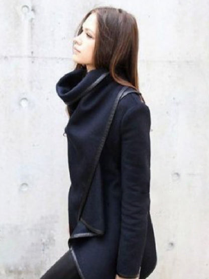xakxx Original Asymmetric Split-Joint High-Neck Woolen Coat