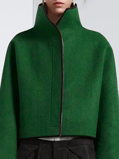 xakxx Vintage Loose Solid Color Stand Collar Jackets