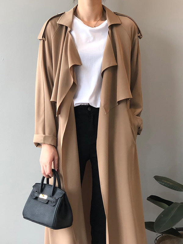 xakxx Khaki&Black Vintage Notched Collar Thin Trench Coat