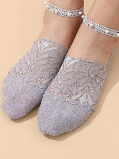 xakxx Casual Split-Joint Lace With Beads Socks Accessories