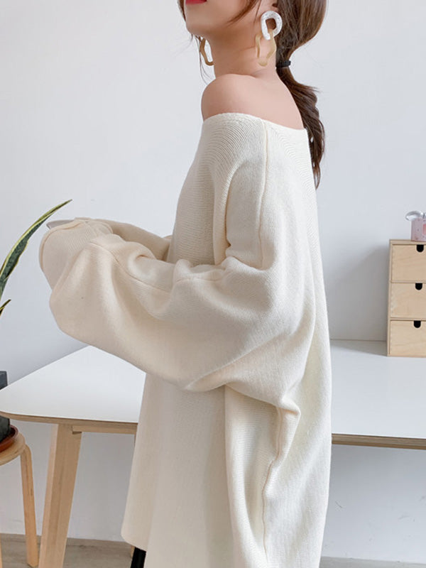 xakxx Simple Solid Color Round-Neck Sweater