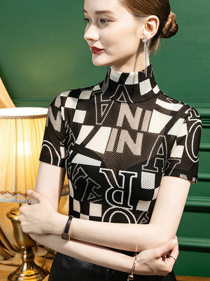 xakxx Urban Skinny Printed High-Neck T-Shirts Tops