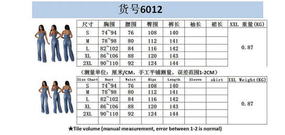 Women's Jumpsuits & Rompers Designer pants 6012 platform women's fashion casual sexy shoulder straps denim jumpsuit wide leg pants flared pants