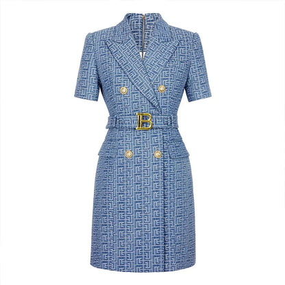 Womens Work Dresses Luxury Designer Clothes Fashion Elegant Office Dresses Suit Jacket Skirt With Big Buckle Waist Belt Business Outfit S-XXXL