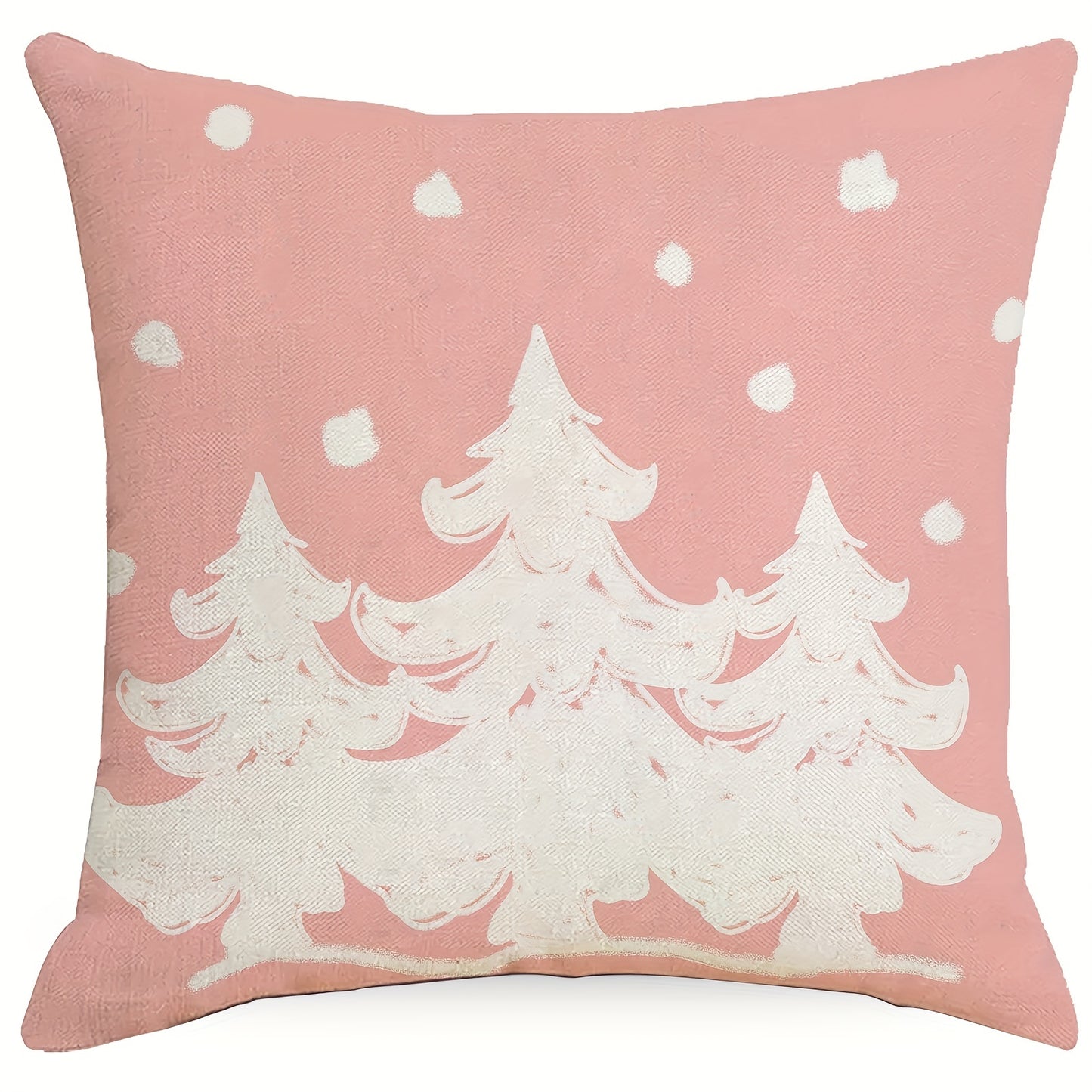 1pc Vibrant Christmas Cartoon Linen Blend Throw Pillow Case, Colorful Square Cushion Cover for Living Room Bedroom Couch Sofa, Single-Sided Printed Decorative Pillowcase with No Pillow Insert