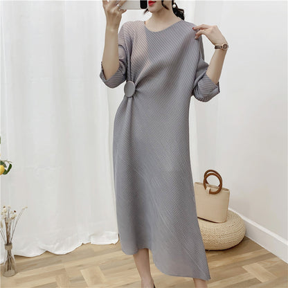 2025 hot-selling pleated dress irregular design pleated skirt Popular trade long dress high-end skirt large size women's clothing