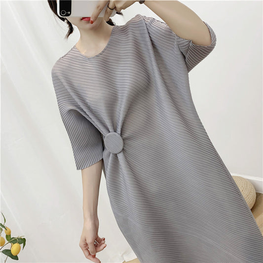 2025 hot-selling pleated dress irregular design pleated skirt Popular trade long dress high-end skirt large size women's clothing