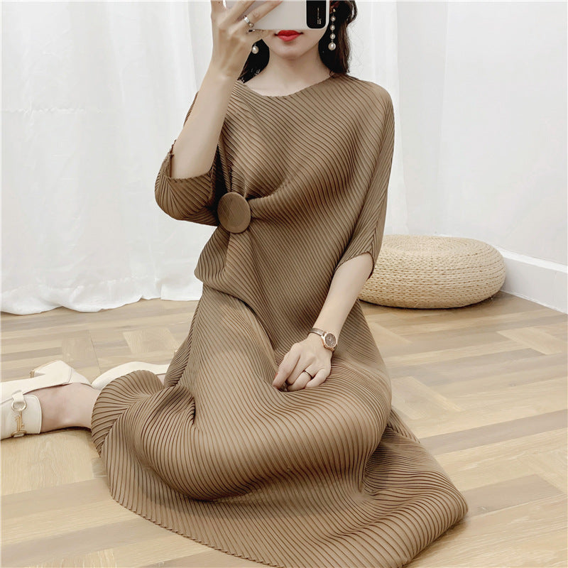 2025 hot-selling pleated dress irregular design pleated skirt Popular trade long dress high-end skirt large size women's clothing