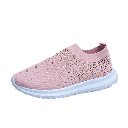 xakxx Foreign Trade plus Size Women's Flying Woven Shoes  Hot Generation Rhinestone Flat Women's Sneaker College Women's Shoes