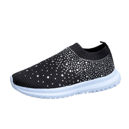 xakxx Foreign Trade plus Size Women's Flying Woven Shoes  Hot Generation Rhinestone Flat Women's Sneaker College Women's Shoes