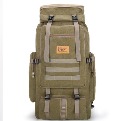 Cross-Border Supply Large-Capacity Backpack Canvas Drawstring Bundle Backpack Multifunctional Outdoor Travel Mountaineering Bag 80 Liters
