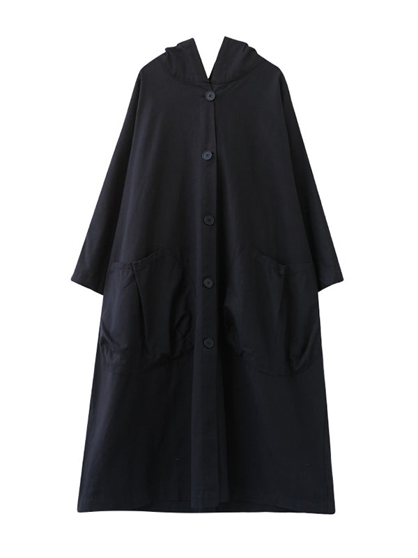xakxx Loose Hooded Trench Long Coat