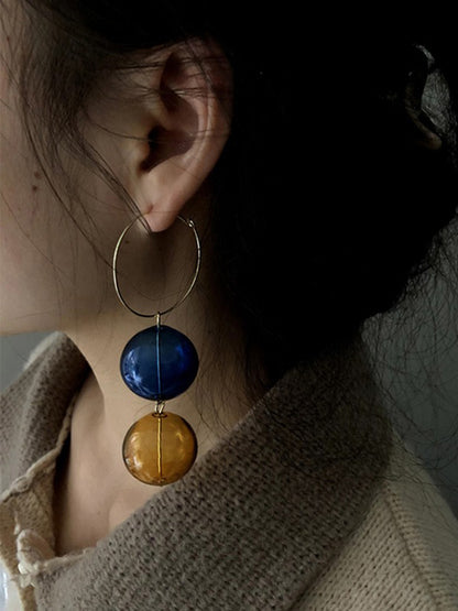 xakxx Stylish Contrast Color Geometric Earrings Accessories