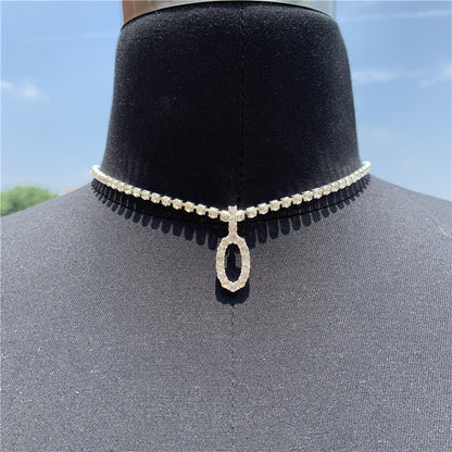 2025 0225  English letter necklace ins women's New with rhinestone pendant simple alloy neck chain necklace