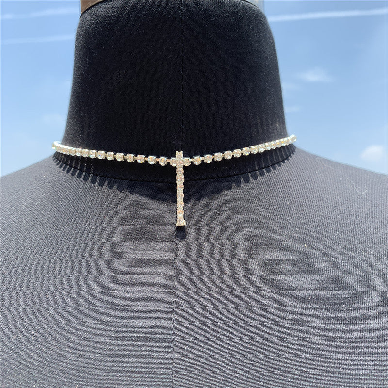 2025 0225  English letter necklace ins women's New with rhinestone pendant simple alloy neck chain necklace