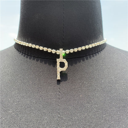 2025 0225  English letter necklace ins women's New with rhinestone pendant simple alloy neck chain necklace