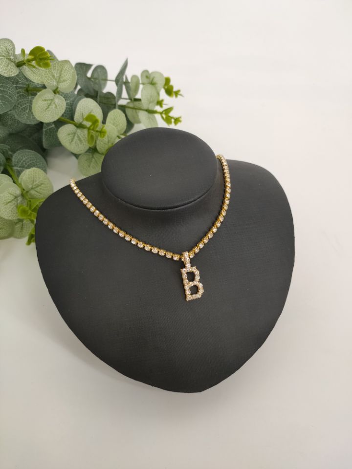 2025 0225  English letter necklace ins women's New with rhinestone pendant simple alloy neck chain necklace