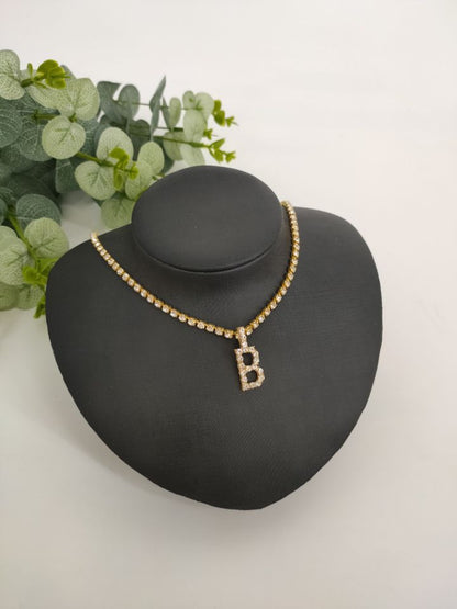 2025 0225  English letter necklace ins women's New with rhinestone pendant simple alloy neck chain necklace