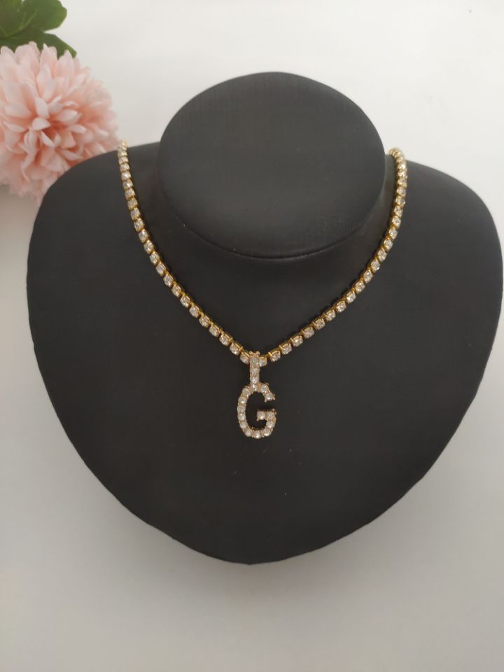 2025 0225  English letter necklace ins women's New with rhinestone pendant simple alloy neck chain necklace