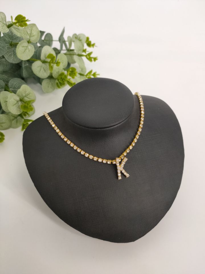 2025 0225  English letter necklace ins women's New with rhinestone pendant simple alloy neck chain necklace