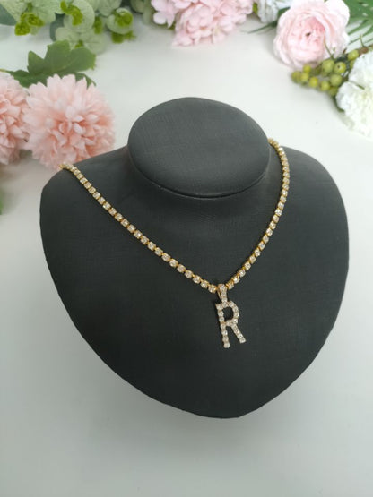 2025 0225  English letter necklace ins women's New with rhinestone pendant simple alloy neck chain necklace