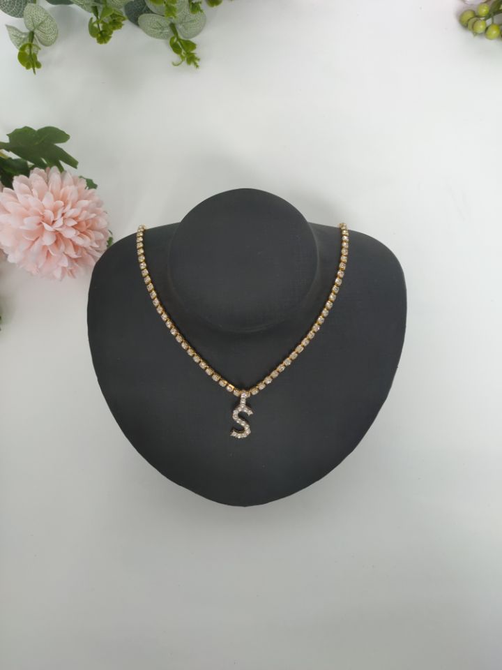 2025 0225  English letter necklace ins women's New with rhinestone pendant simple alloy neck chain necklace