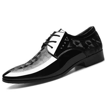 Premium Glossy Leather Derby Shoes - Classic Lace-up Front, Comfortable for Business & Weddings - Perfect Black Tie Optional Dress Shoes for Men