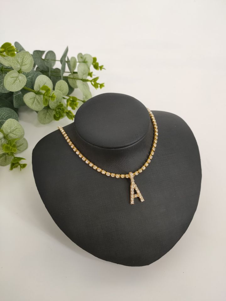 2025 0225  English letter necklace ins women's New with rhinestone pendant simple alloy neck chain necklace