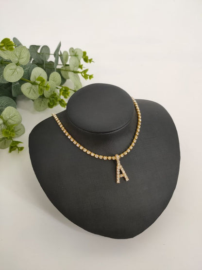 2025 0225  English letter necklace ins women's New with rhinestone pendant simple alloy neck chain necklace