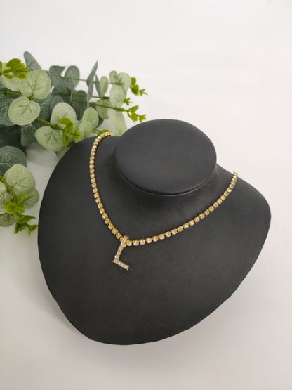 2025 0225  English letter necklace ins women's New with rhinestone pendant simple alloy neck chain necklace