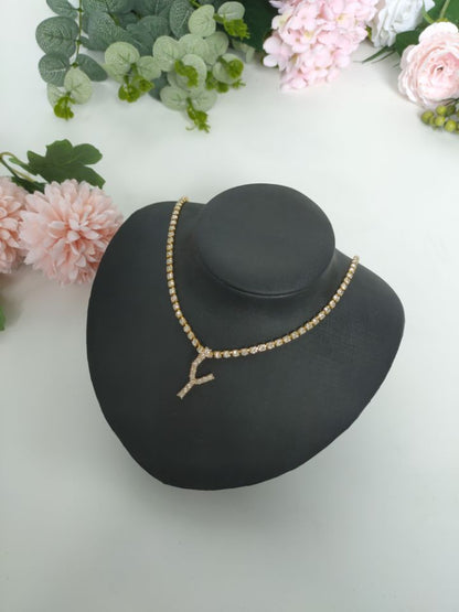 2025 0225  English letter necklace ins women's New with rhinestone pendant simple alloy neck chain necklace