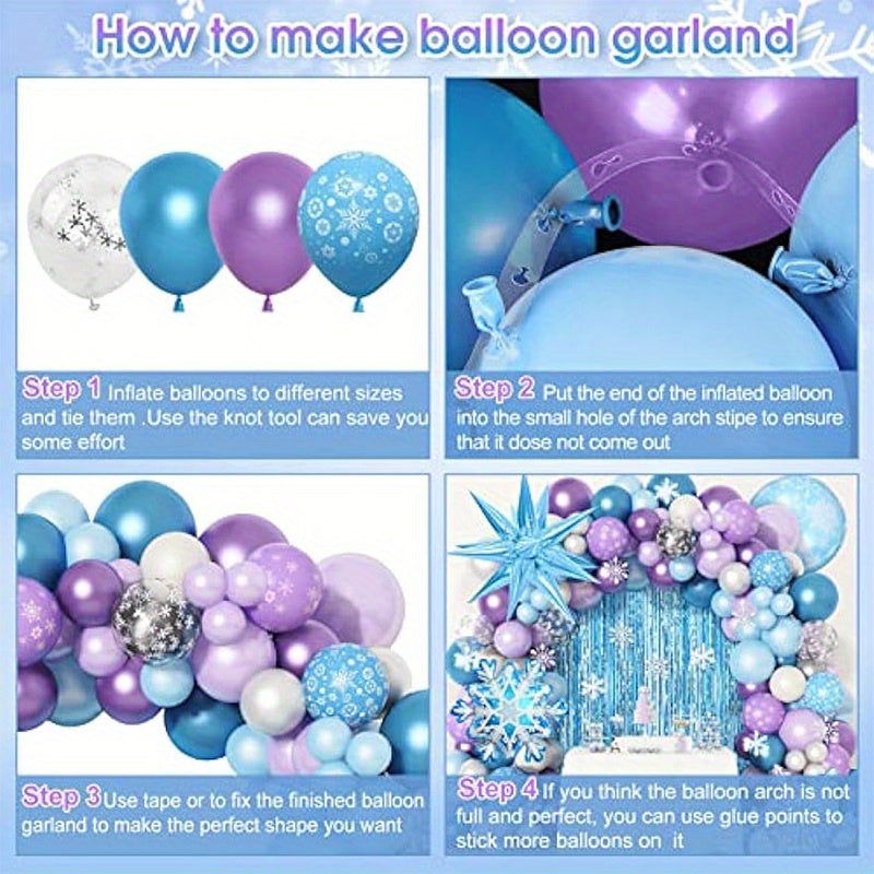 184pcs Snowflake Balloon Garland Arch Kit - Create Stunning Winter Wonderland Scenes for Christmas, Birthday, Anniversary, and Holiday Parties - Indoor Outdoor Decor, Easy to Assemble, Reusable, and Versatile Celebration Decor Supplies