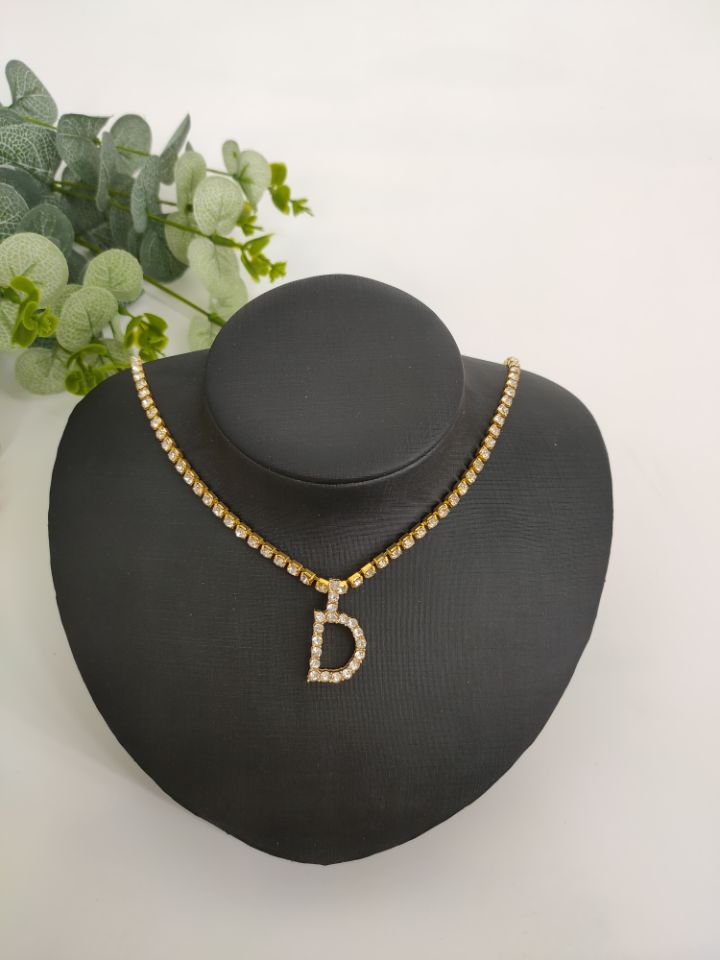 2025 0225  English letter necklace ins women's New with rhinestone pendant simple alloy neck chain necklace