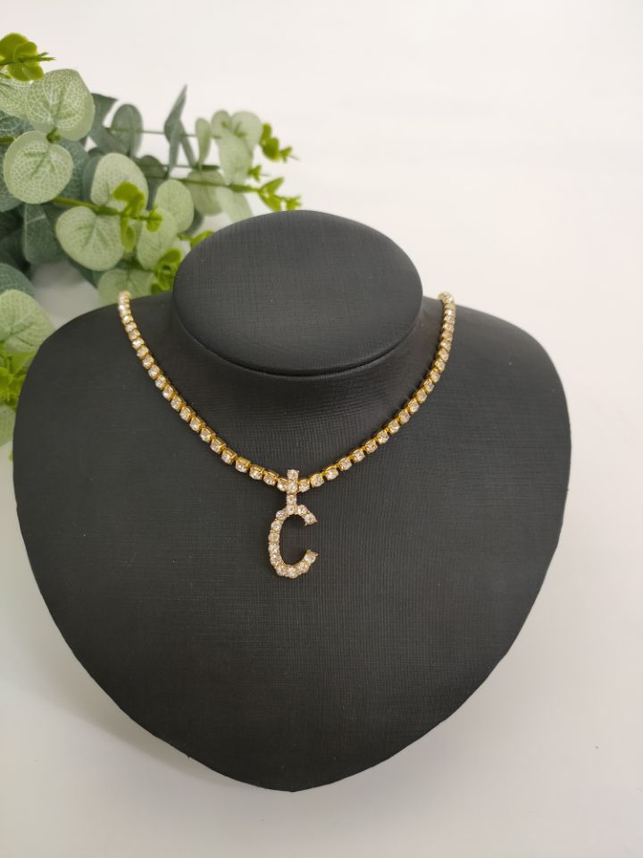 2025 0225  English letter necklace ins women's New with rhinestone pendant simple alloy neck chain necklace