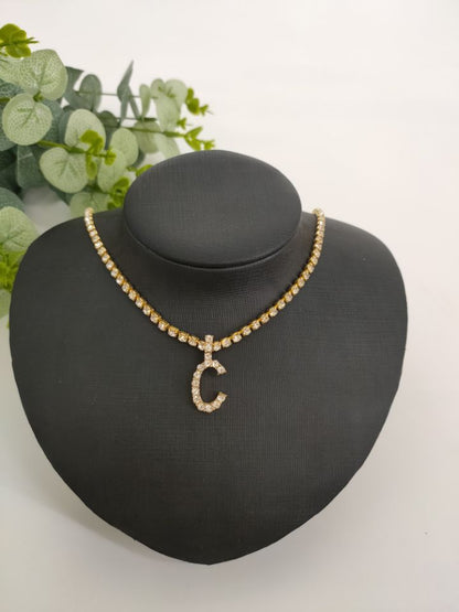 2025 0225  English letter necklace ins women's New with rhinestone pendant simple alloy neck chain necklace