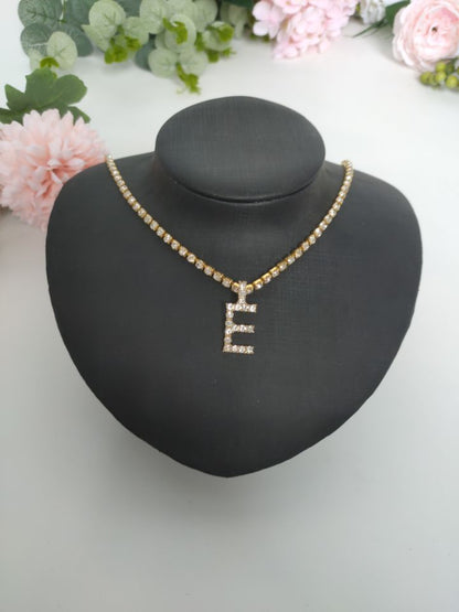 2025 0225  English letter necklace ins women's New with rhinestone pendant simple alloy neck chain necklace