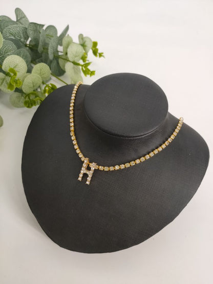 2025 0225  English letter necklace ins women's New with rhinestone pendant simple alloy neck chain necklace