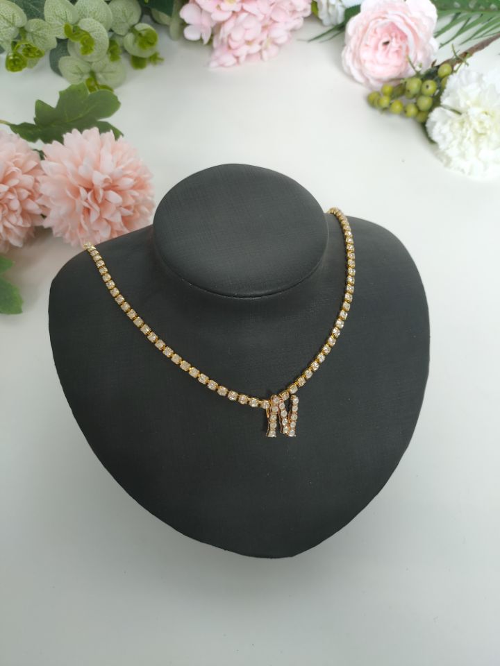 2025 0225  English letter necklace ins women's New with rhinestone pendant simple alloy neck chain necklace