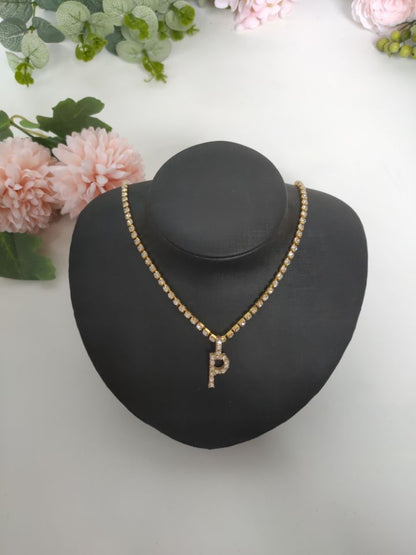 2025 0225  English letter necklace ins women's New with rhinestone pendant simple alloy neck chain necklace
